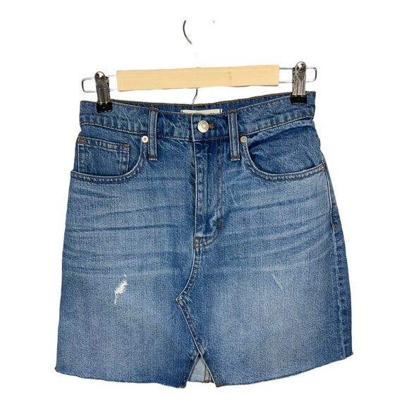 MADEWELL Women’s Rigid Denim A-Line Cutout Mini Skirt Blue Size 25 - Picture 4 of 14